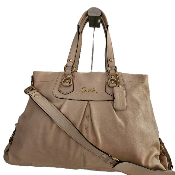 Euc Coach Ashley Beige Satchel Tote Bag Purse - Picture 3 of 13